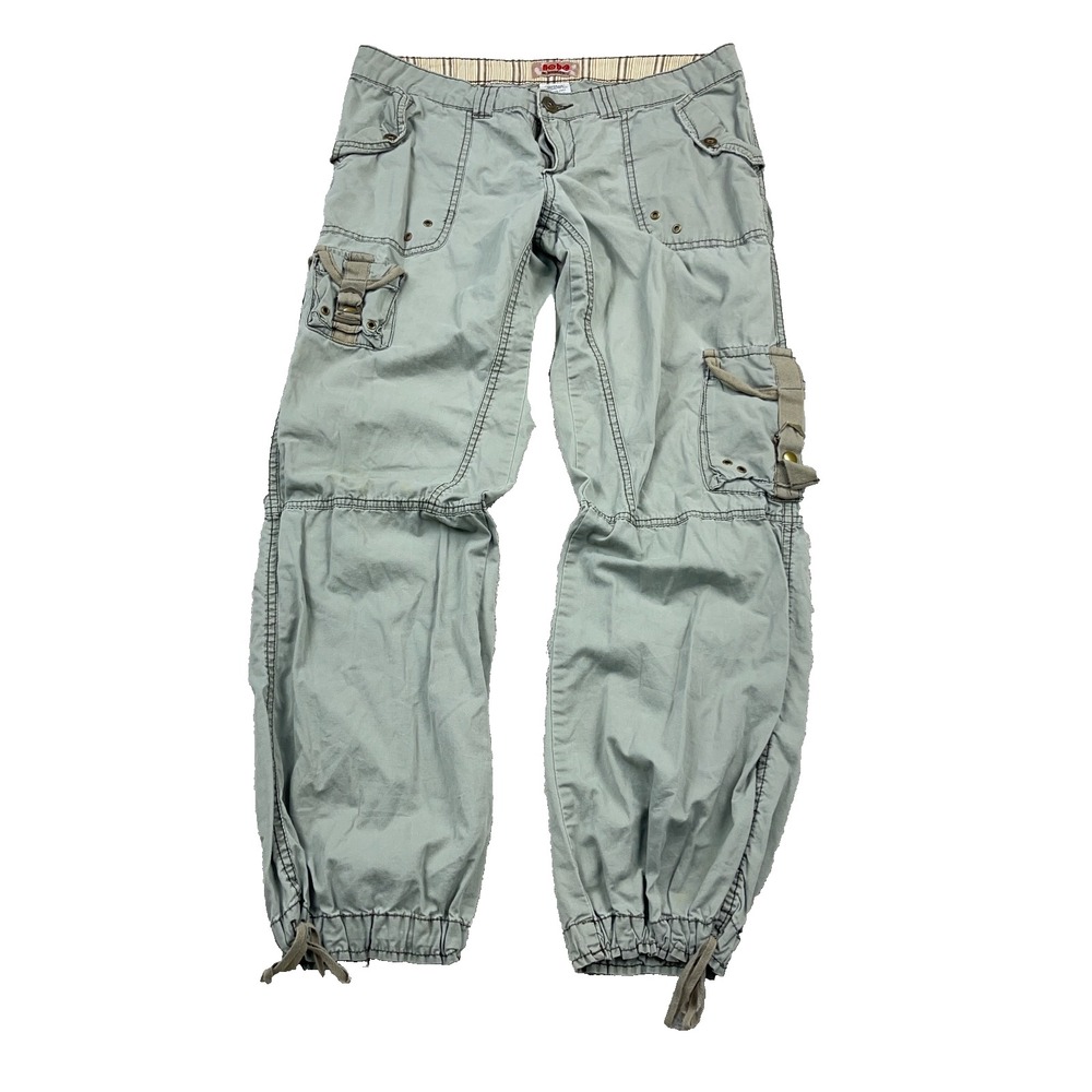 Vintage No Boundaries Cargo Pants Junior Women 13 Green Low Rise Paratropper Y2K
